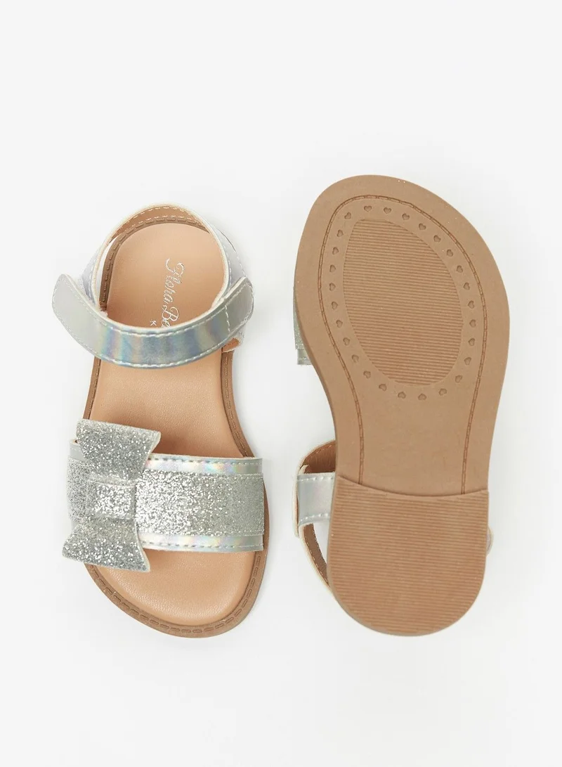 Flora Bella Glitter Textured Sandals with Hook and Loop Closure