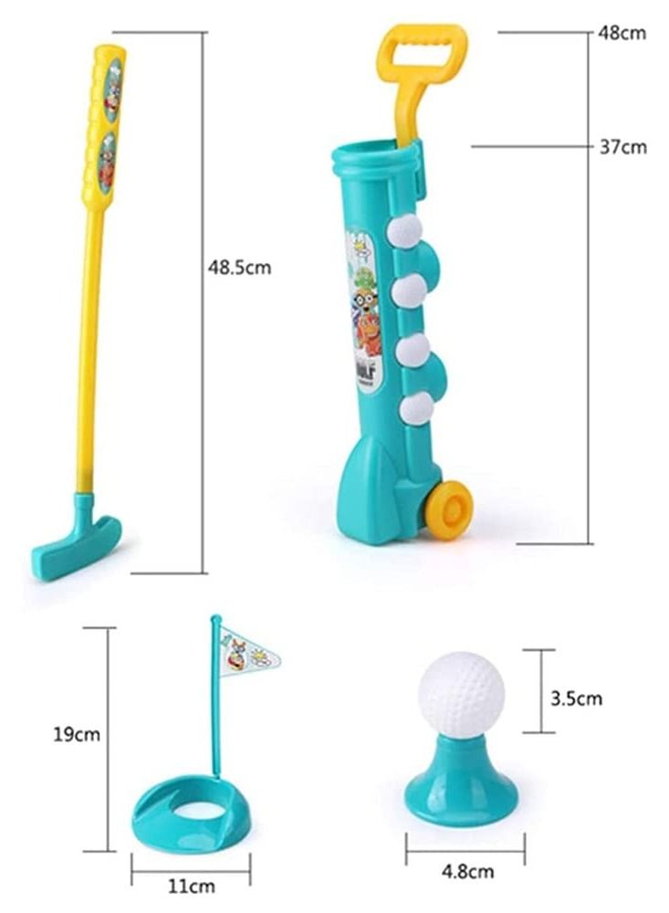 SYOSI مجموعة ألعاب الغولف للأطفال مجموعة غولف مصغرة مزودة بعربة غولف ألعاب خارجية لتعليم الأطفال مبادئ الغولف مجموعة تشتمل على 1 مجموعة من 12 قطعة - Image 3