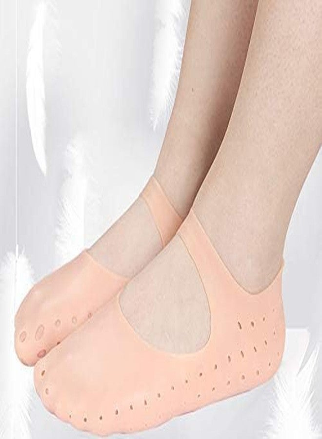 Elcaro Anti Crack Full Length Silicone Protector Moisturizing Socks for Foot-Care and Heel Cracks - Image 2