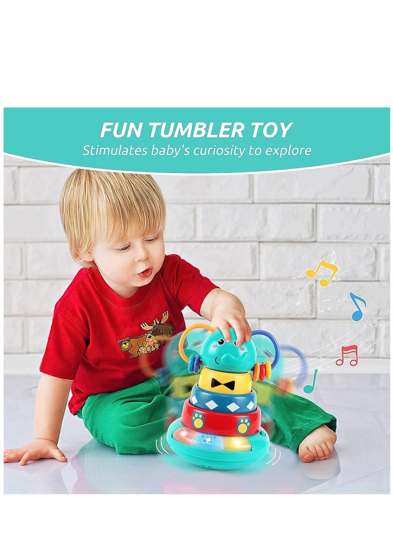 KASTWAVE Music Toys for Babies 6-12 Months Interactive Elephant Music Roly-Poly w/Stacking Ring Rattle Toy Early Educational Sensory Toys for Kids 6-12 Months  - Image 4