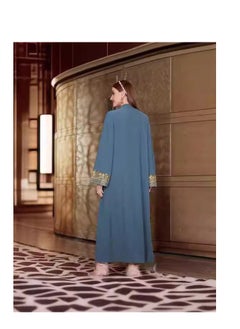 Generic Women's Fashionable Floral Patchwork Open Front Long Sleeve abaya and Sleeveless Dress  - Image 3