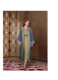 Generic Women's Fashionable Floral Patchwork Open Front Long Sleeve abaya and Sleeveless Dress  - Image 1