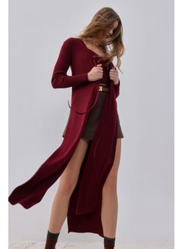 Claret Red Side Slit Long, Tie Detailed Knitwear Cardigan - pzsku/ZC7BFBD4D997DBBE43DC2Z/45/_/1731413523/954b086a-e025-4eab-82d5-0e43ecfb6be8