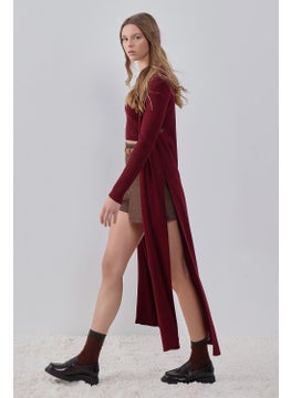 Claret Red Side Slit Long, Tie Detailed Knitwear Cardigan - pzsku/ZC7BFBD4D997DBBE43DC2Z/45/_/1731413524/60d47e8d-d27f-46a4-895a-54bf087d052a