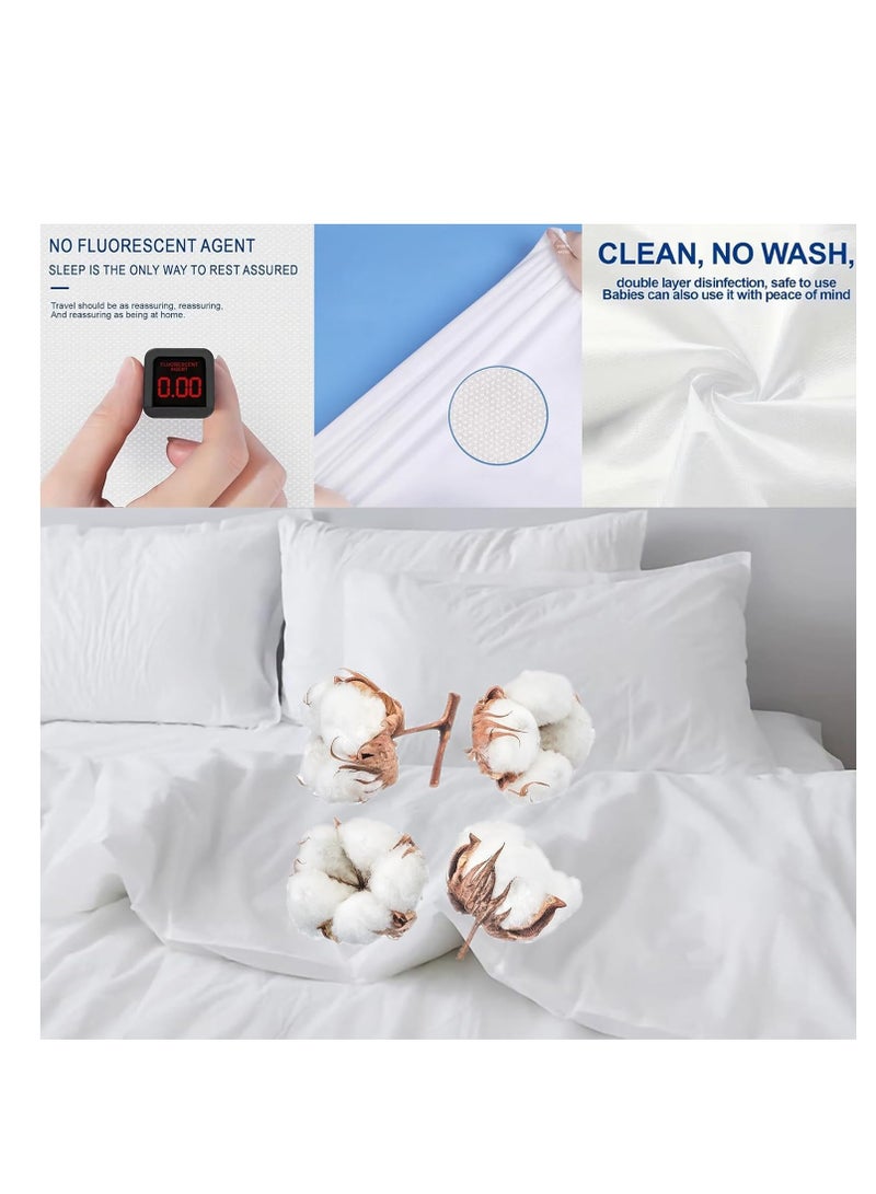 SYOSI 8 PCS Disposable Bed Sheets Fitted Sheet Queen Size, Disposable Travel Sheets for Travel with 2 Bed Sheet 2 Quilt Cover and 4 Pillowcase for Travel Business Trip Spa Hotel - Image 4