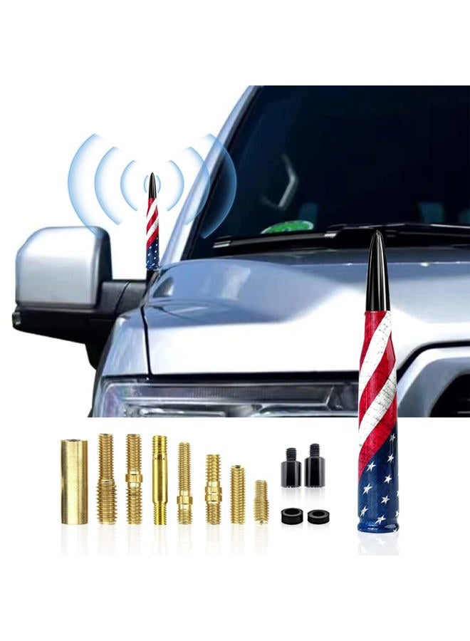 Ajxn هوائي سيارة شاحنة 1 قطعة بتصميم علم أمريكا ، هوائي متوافق مع F150 F250 F350 سوبر شيفروليه ديوتي رابتور دودج رام 1500 2500 3500 مضاد للسرقة (علم أمريكا الأزرق) - Image 1