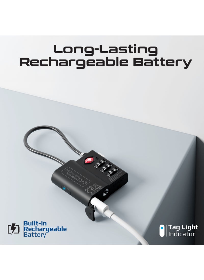 PROMATE - Promate TSA-Approved Smart Lock with Anti-Loss Tracking, Apple Find My App Compatibility, Worldwide Precise Tracking, Loud Alarm, Rechargeable Battery, and Privacy Protection - TagLock - Image 1