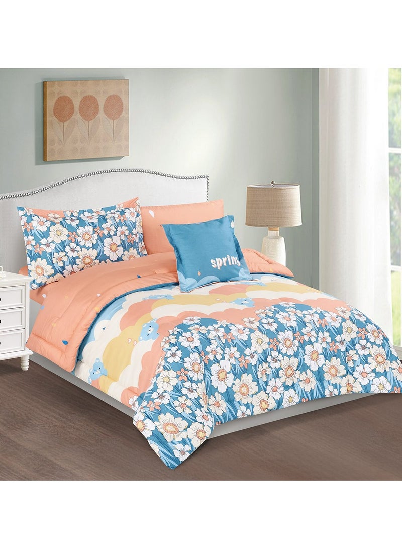 بيلوبيري طقم لحاف مفرد ونص بألوان زاهية وجذابة 5 قطع  030-ARIS - Image 1