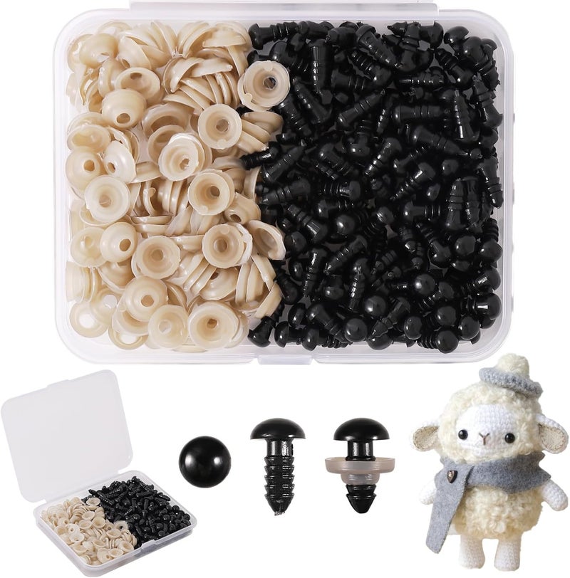 Vanblue Safety Eyes 260PCS 6mm Plastic Black Craft Eyes with Washers Teddy Bear Eyes for Amigurumi Stuffed Animals Crochet Toys Crafts Making Halloween Decorations - Image 1