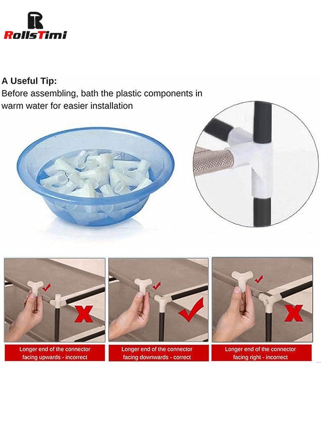 RollsTimi  10 Tiers Shoe Rack Cabinet,Shoe Storage Boxes with Non Woven Fabric Cover, Shoe Shelf for Entryway,Shoe Organizer Bins,Coffee - Image 5