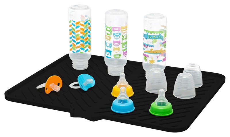 Luxet Silicone Dish Drying Mat with Built-in Drain Lip - Hygienic Drying Pad - Sturdy Compact Easy to Clean Tray Protects Surfaces Prevents Water Build Up - 23 X 17 (Black) - Image 4