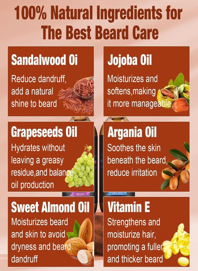 FULLLIGHT TECH Beard Oil for Men,4 Floz,2 Packs Natural Sandalwood & Unscented Beard Growth Oil with VE,Argan & Jojoba Oil,Softens,Moisturizes,Strengthens,Adds Shine,Reduces Frizz,No Fragrance Conditioner for Men - Image 3