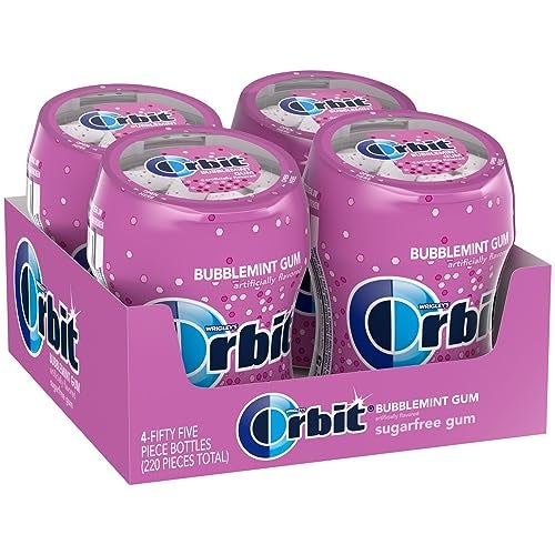 ORBIT Bubblemint Sugar Free Chewing Gum Bulk Pack 55 Piece Bottle 4 Pack