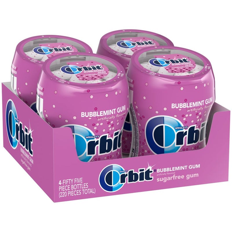 ORBIT علكة أوربت بابلمنت خالية من السكر عبوة كبيرة 55 قطعة زجاجة 4 عبوات - Image 3