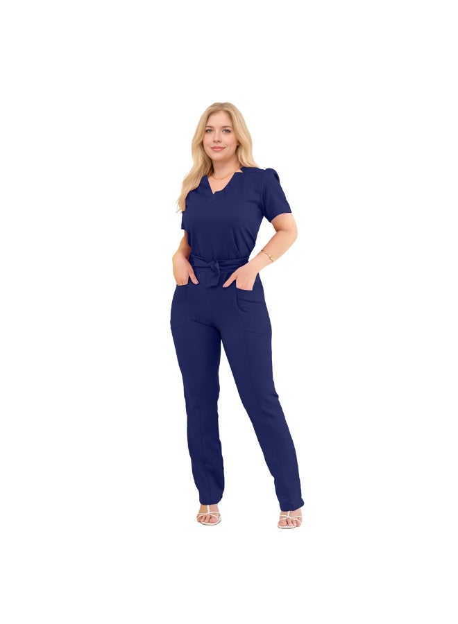 NIBEMINENT Short Sleeve Straight Pants Hospital Work Clothes Beauty Salon Women's Nurse Suit Hand Washing Clothes - Image 2