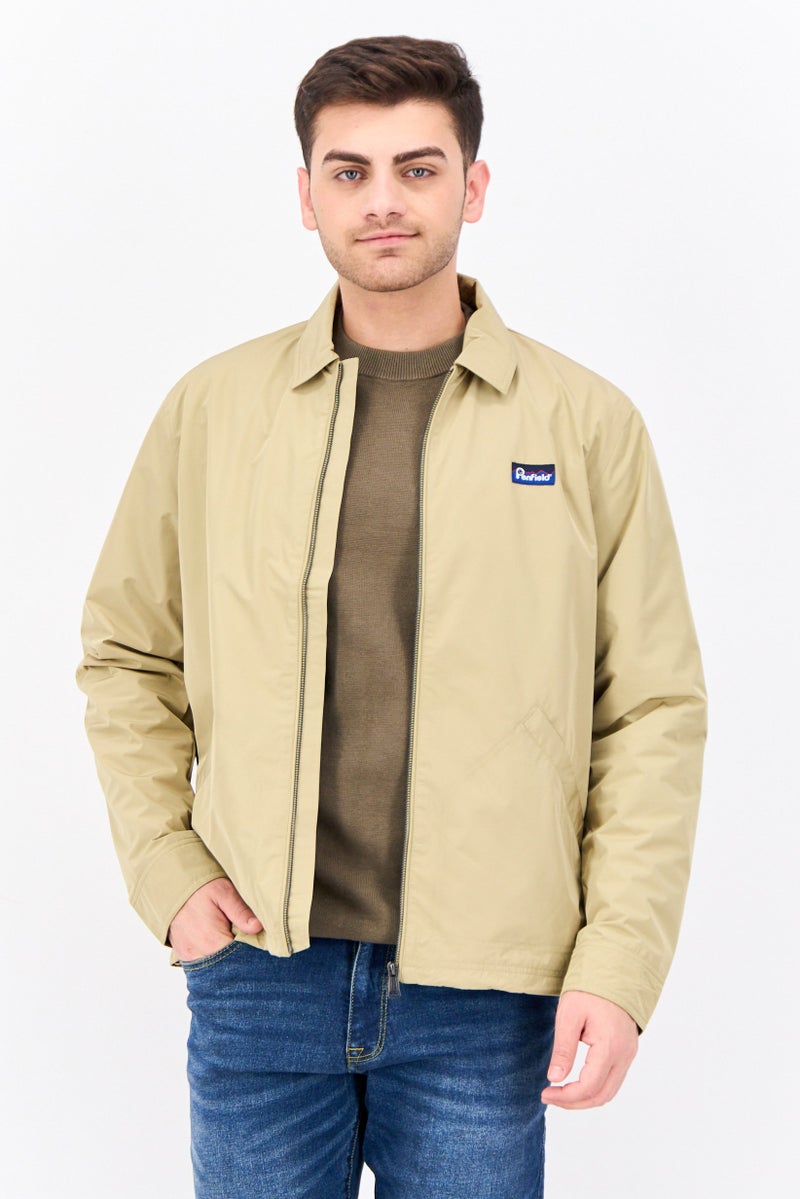 Penfield Men Embroidered Logo Wind Breaker Jacket, Khaki - Image 1