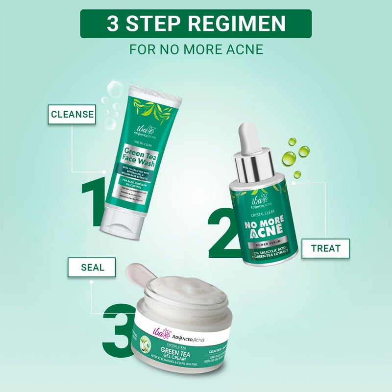 Iba Green Tea Skin Care Regime Combo Face Wash 100ml No More Acne Serum 30ml Green Tea Cream 50g - Image 4