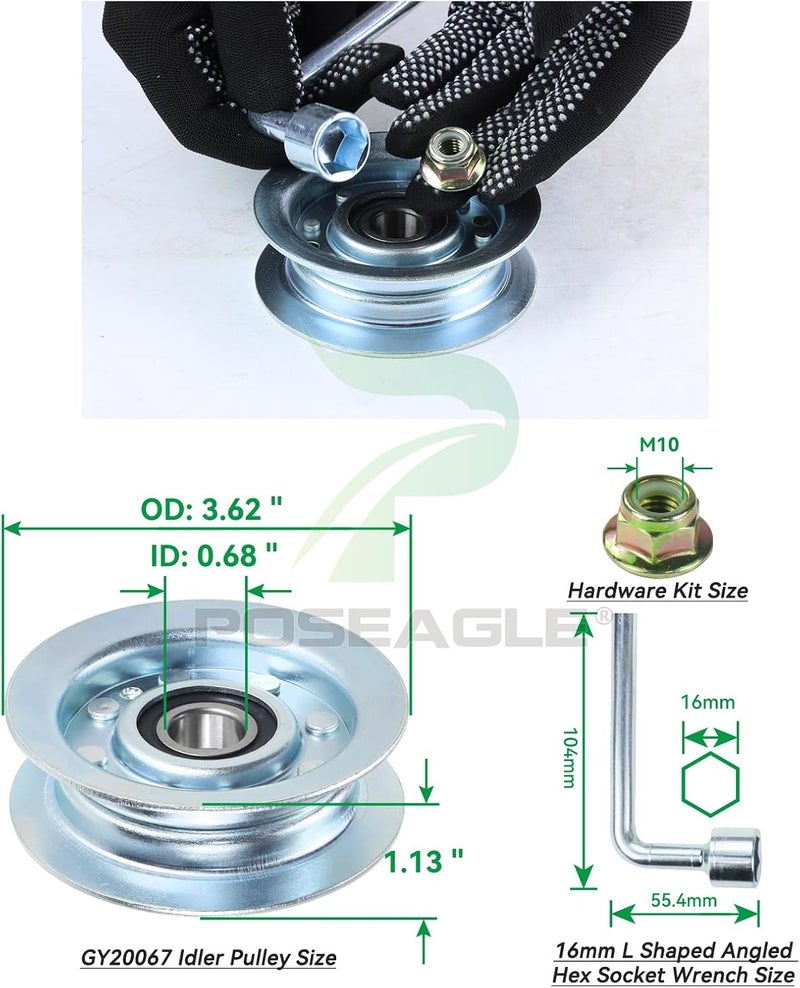 POSEAGLE GY22172 Idler Pulley John Deere Replaces John Deere GY22172 Pulley, GY20067 Idler Pulley John Deere GY20067 Pulley for John Deere D105 D110 D140 L100 L110 L120 L130 La115 La145 Lawn Decks - Image 3