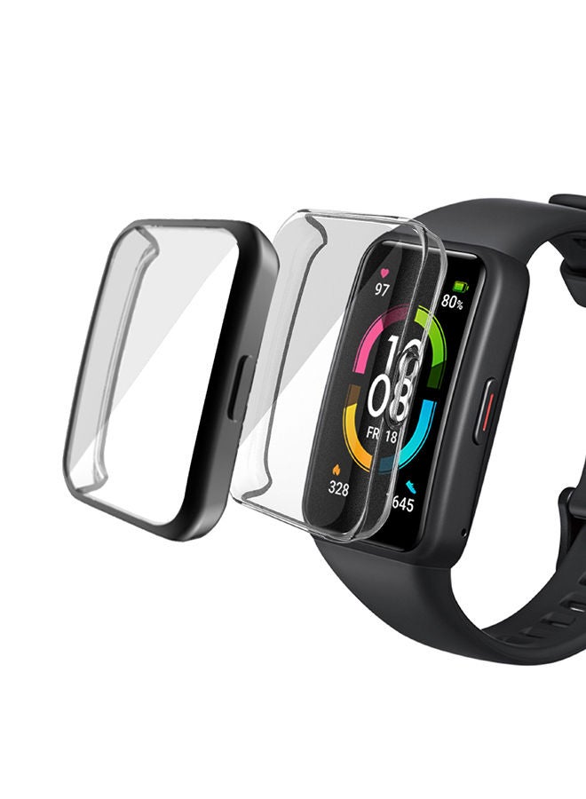 O Ozone [عبوة من قطعتين] حافظة TPU لساعة Huawei Band 7 - أسود - Image 1