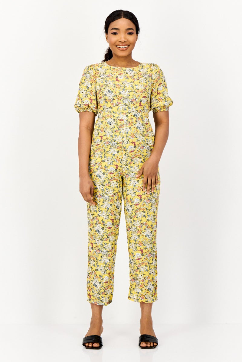 ONLY Women Floral Print Short Sleeve Jumpsuits, Multicolor - Image 1