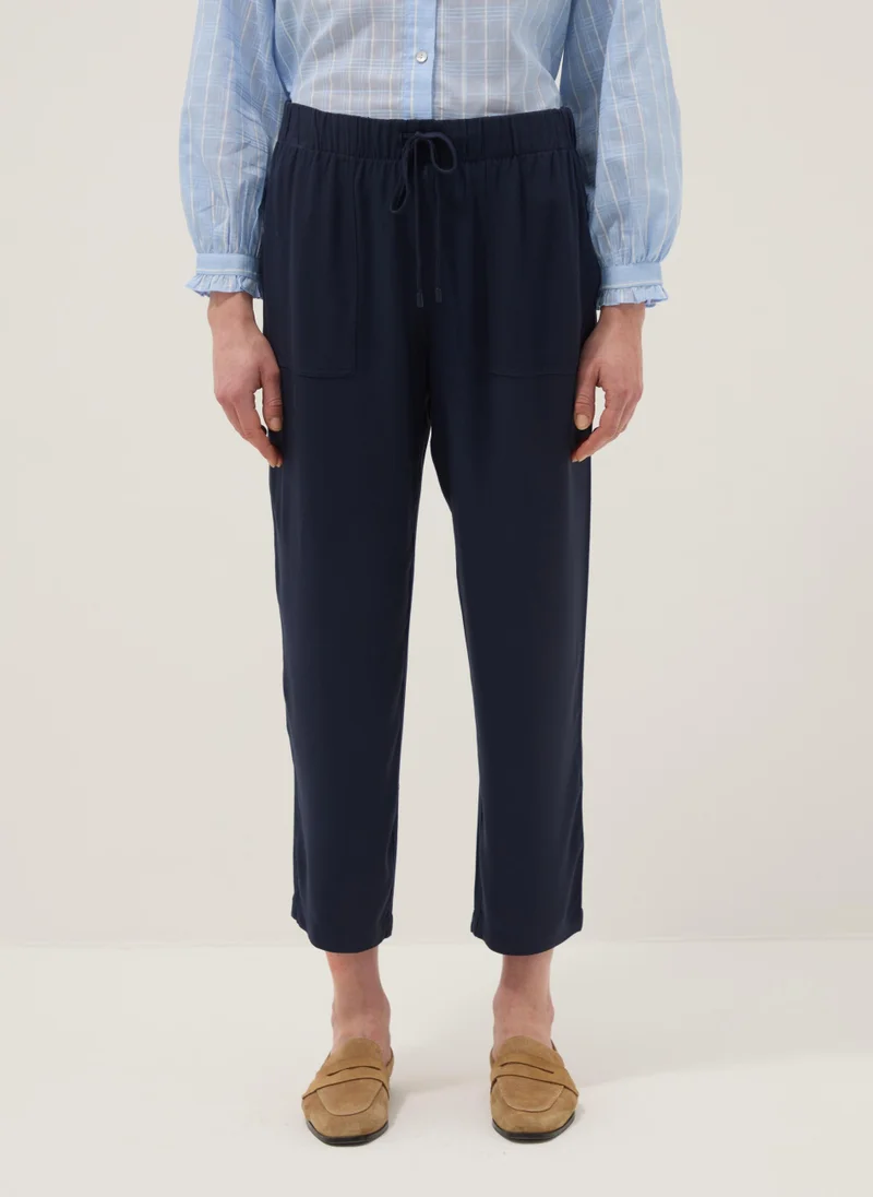 Ovs OVS Blue Jogger Trousers In Pure Viscose With Regular Fit