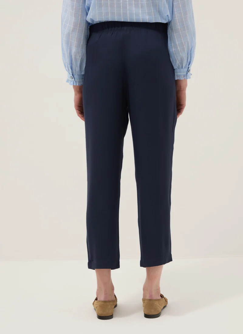 Ovs  OVS Blue Jogger Trousers In Pure Viscose With Regular Fit for Women | Best Price UAE