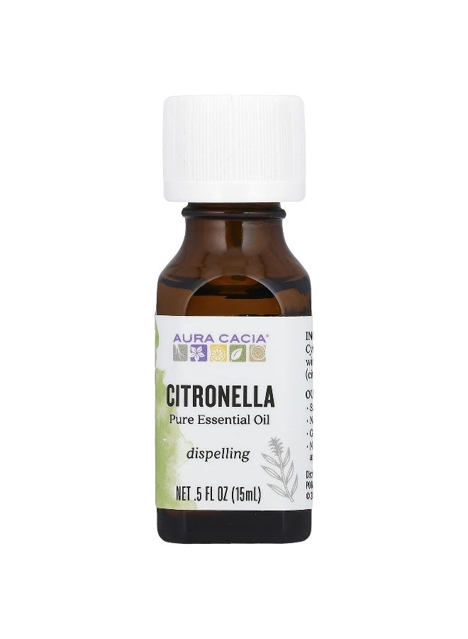 Aura Cacia أورا كاسيا، زيت أساسي نقي، سيترونيلا، 0.5 أونصة سائلة (15 مل) - Image 1