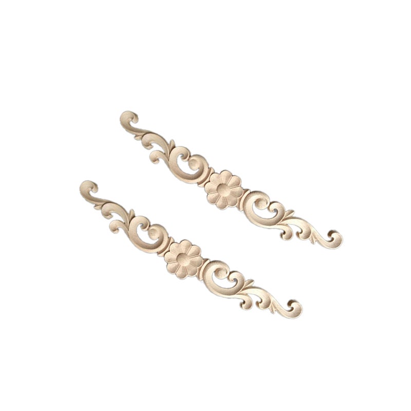 4 pcs Wood Carving Delicate Door Carving Flowers Wood Applique for Furniture Cabinet Door Decors - Image 3