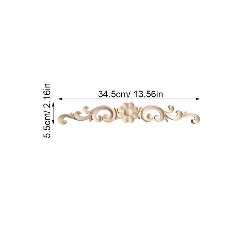 4 pcs Wood Carving Delicate Door Carving Flowers Wood Applique for Furniture Cabinet Door Decors - Image 2