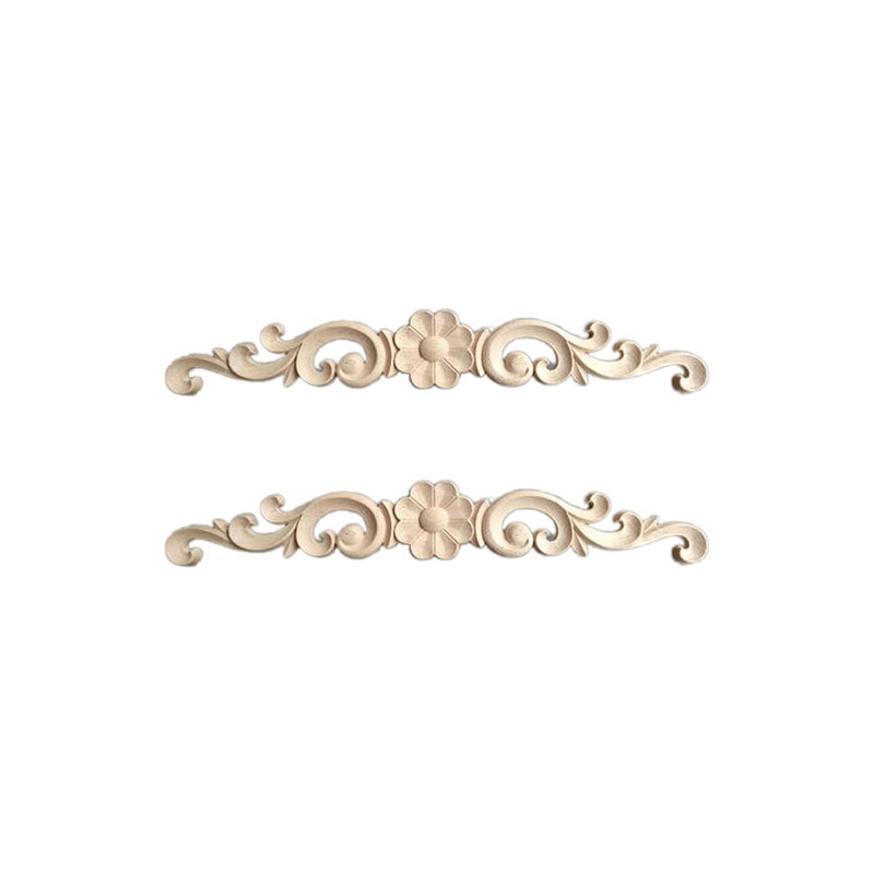 4 pcs Wood Carving Delicate Door Carving Flowers Wood Applique for Furniture Cabinet Door Decors - Image 1