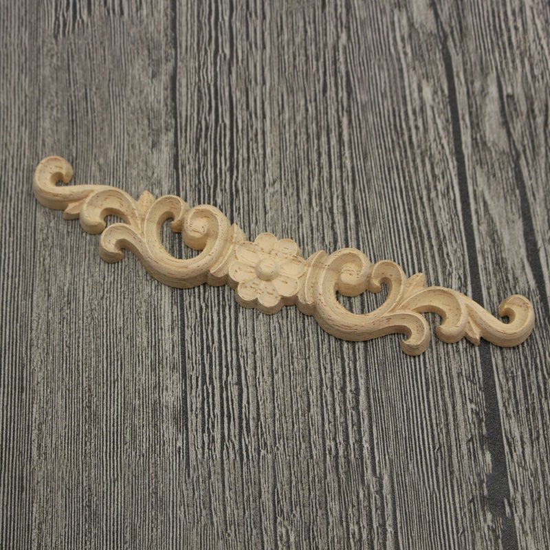 4 pcs Wood Carving Delicate Door Carving Flowers Wood Applique for Furniture Cabinet Door Decors - Image 4