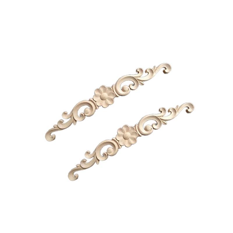 4 pcs Wood Carving Delicate Door Carving Flowers Wood Applique for Furniture Cabinet Door Decors - Image 5