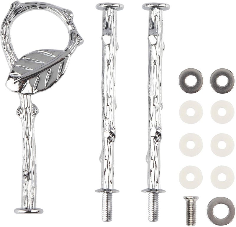 Happy Will 3 Tier 14" Heavy Metal Cake Stand Holder Fruit Plate Stand Fitting Hardware Rod with Stylus (Sliver_Leaves) - Image 1