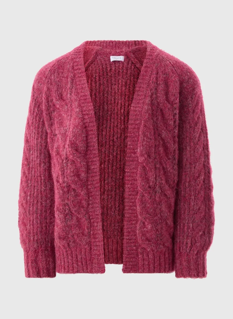 Raspberry Cable Knit Cardigan