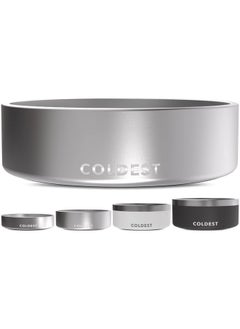 THE COLDEST WATER Coldest Dog Bowl, Anti Rust Metal & Non Slip Dog Bowls Large, Spill Proof Heavy Duty 3 Layers Insulated Dog Bowl, Food & Water Bowl For Dogs, Cats, Dishwasher Safe (42 Oz, Polished Stainless Steel)  - Image 1