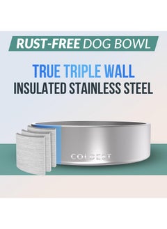 THE COLDEST WATER Coldest Dog Bowl, Anti Rust Metal & Non Slip Dog Bowls Large, Spill Proof Heavy Duty 3 Layers Insulated Dog Bowl, Food & Water Bowl For Dogs, Cats, Dishwasher Safe (42 Oz, Polished Stainless Steel)  - Image 3