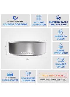THE COLDEST WATER Coldest Dog Bowl, Anti Rust Metal & Non Slip Dog Bowls Large, Spill Proof Heavy Duty 3 Layers Insulated Dog Bowl, Food & Water Bowl For Dogs, Cats, Dishwasher Safe (42 Oz, Polished Stainless Steel)  - Image 5
