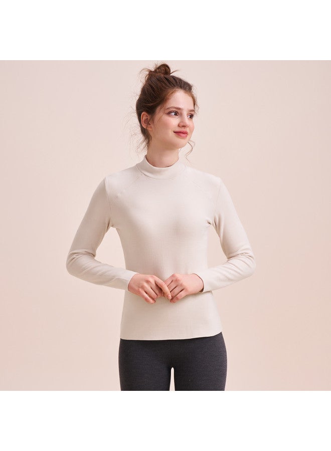 MEIBIAO Semi-Turtle Neck Warm Long-Sleeve Base Shirt For Women, Winter Fleece-Lined Thickened Underwear Single Piece Top, Autumn Wear For Layering Or Outerwear - Image 4