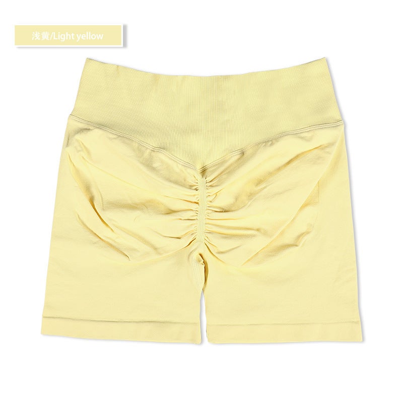 Generic DFYNE Seamless Sports Shorts Yoga Fitness Set Light yellow