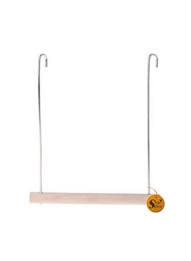 سايج سكوير أرجوحة خشبية طبيعية مرحة من Sage Square مع منصة تعليق على القفص، للتسلق، وممارسة التمارين للطيور (كبيرة) (قطعة واحدة) - Image 4