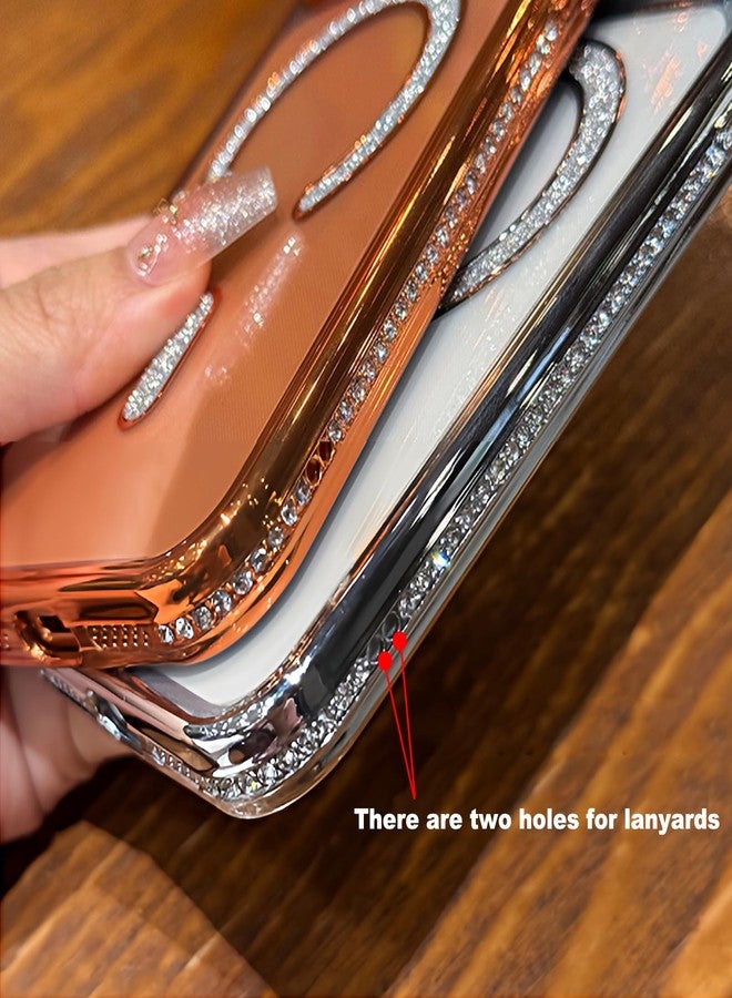 MIFENDUCT MINFEDUCT Glitter Diamond Magnetic Case for iPhone 17 Pro Max Clear Support Wireless Charging 17 Pro Max Case Women Girls Cute Bling Luxury Shiny Sparkle Shockproof Protective Cover 6.9", Orange - Image 5