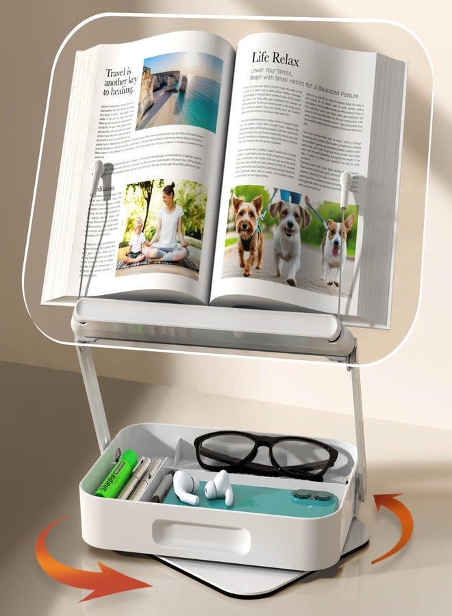 Pandorama Acrylic Adjustable Book Stand for Reading with Storage - Image 1