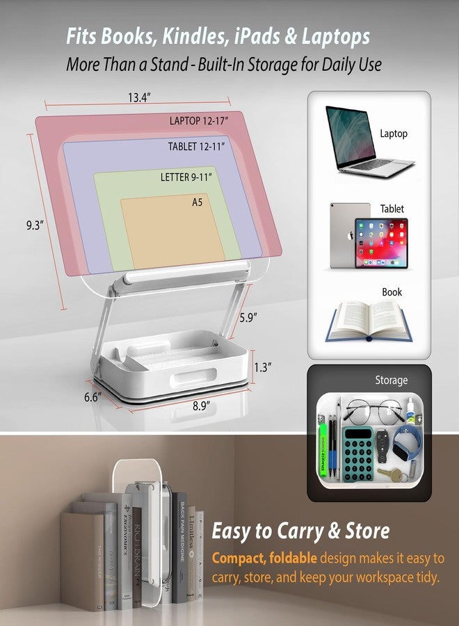 Pandorama Acrylic Adjustable Book Stand for Reading with Storage - Image 3