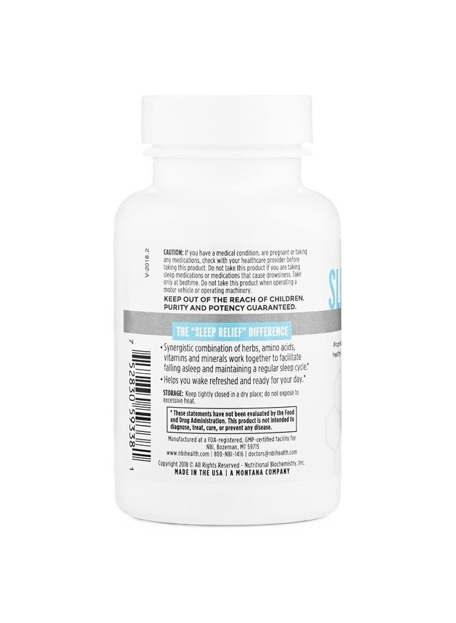 NBI Sleep Relief Melatonin Natural Formula | Soothing Bedtime Supplement | Sleep Support with Magnesium and L-Theanine | 60ct Tablets - Image 3