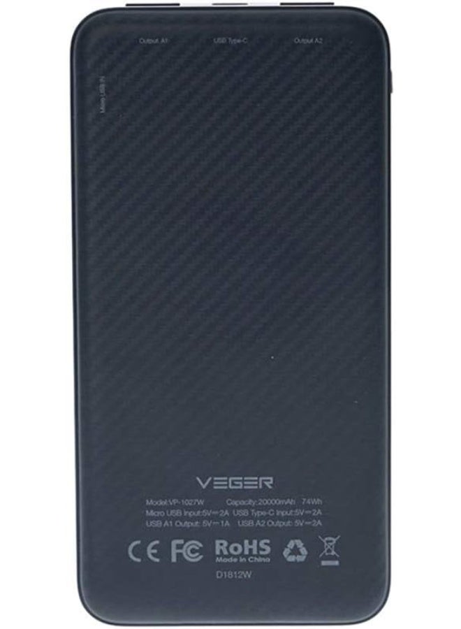VEGER Wireless Power Bank 20000 mAh For Mobile and Tablet (Black) - Image 3