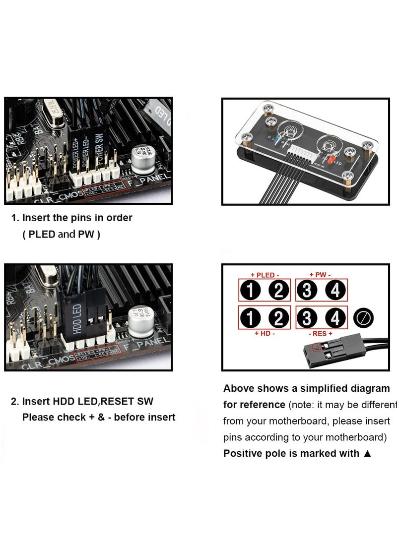 KASTWAVE Desktop Computer Power Button PC Switch External Power Switch Power Supply Button Restart Button for PC Case Motherboard Switch On Off Power SW Cables - Image 3