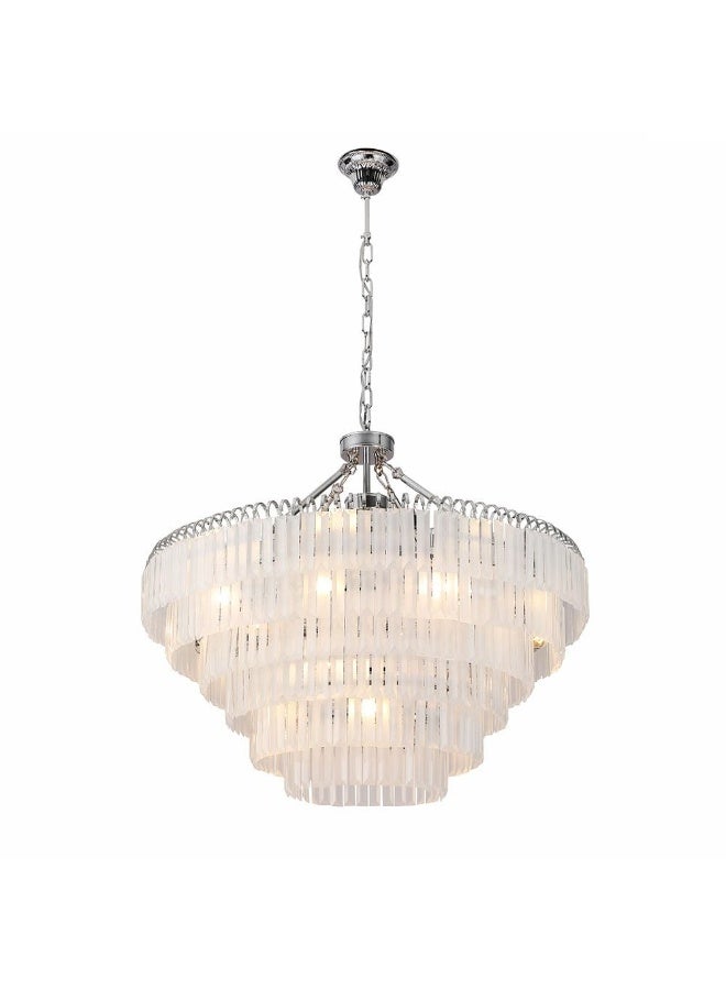 DANUBE HOME Kara Chandelier Metal Plated Plus Glass D80Xh68XH120 White/Chrome  - Image 3