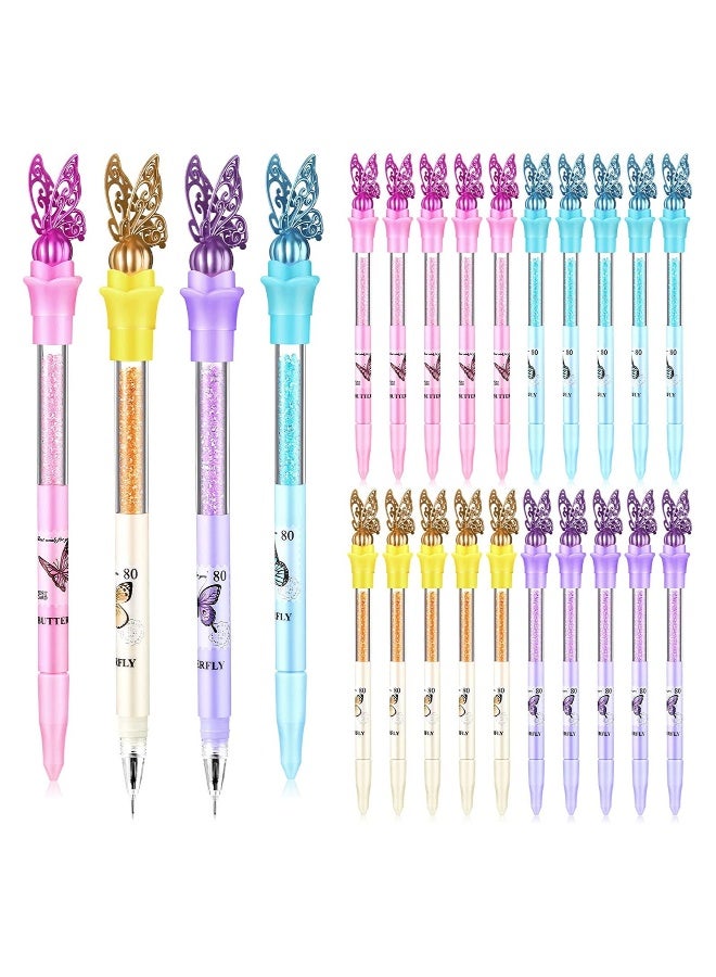 Generic SYOSI Butterfly Pens, Bling Rhinestone Black Ink Pens Bulk, Glitter Crystal Pens with Butterfly on Top, for School Office Wedding Butterfly Theme Birthday Present, 4 Colors, 24 Pcs - Image 1