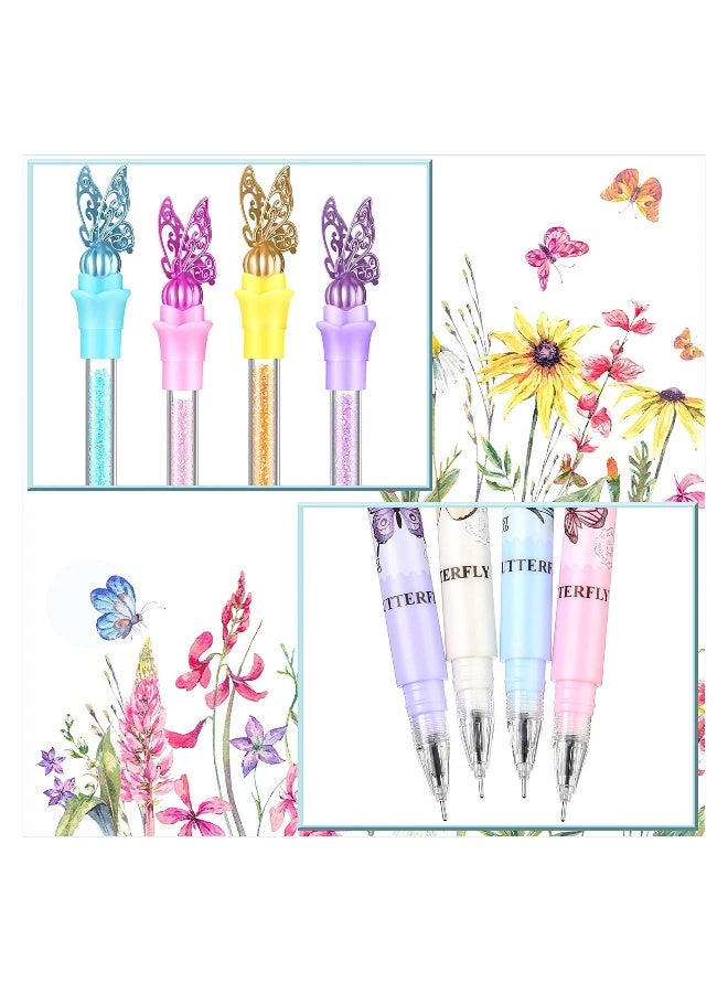 Generic SYOSI Butterfly Pens, Bling Rhinestone Black Ink Pens Bulk, Glitter Crystal Pens with Butterfly on Top, for School Office Wedding Butterfly Theme Birthday Present, 4 Colors, 24 Pcs - Image 3