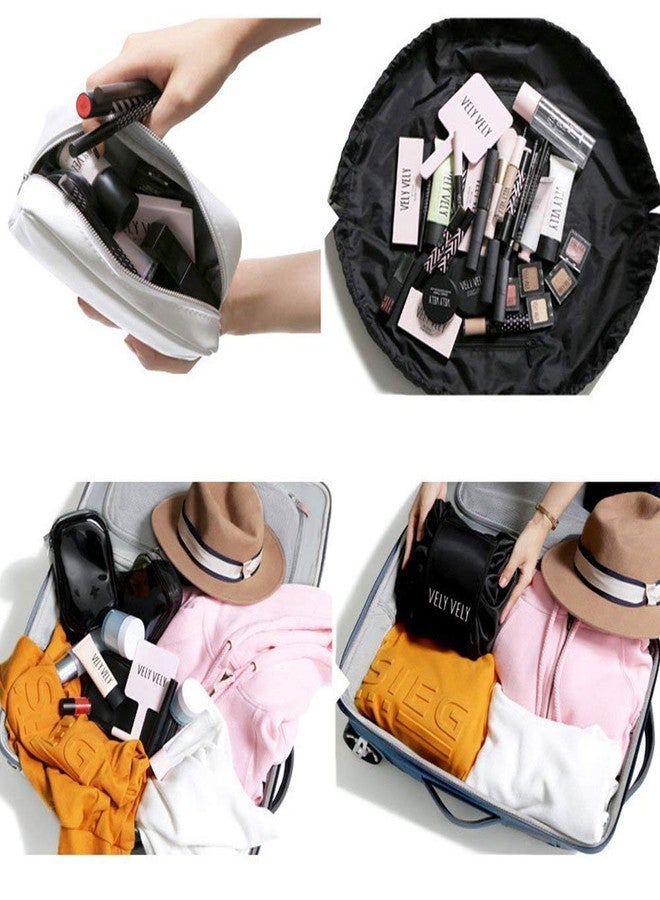 Onmall Makeup Bag Pouch for Toiletries Vanity Cosmetic Product Drawstring Cosmetic Pouch Bag with Small Zipper Pocket Traveling Storage Makeup Cosmetic Accessories Pouch Bag Multicolor Polyester - Image 4